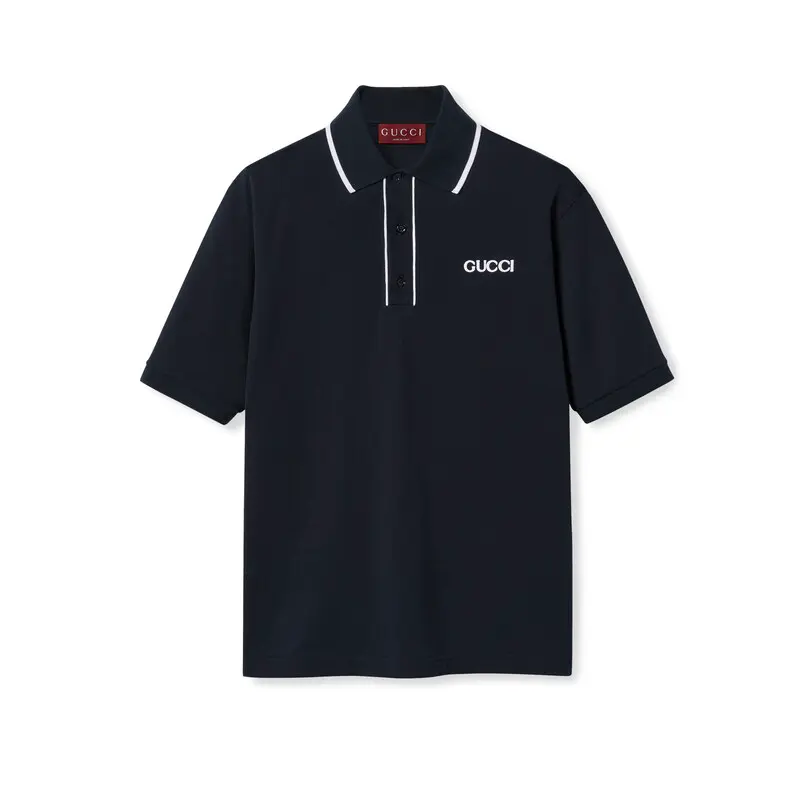 Gucci Embroidered cotton piquet polo shirt 004