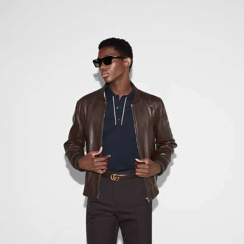Gucci Embroidered cotton piquet polo shirt 004