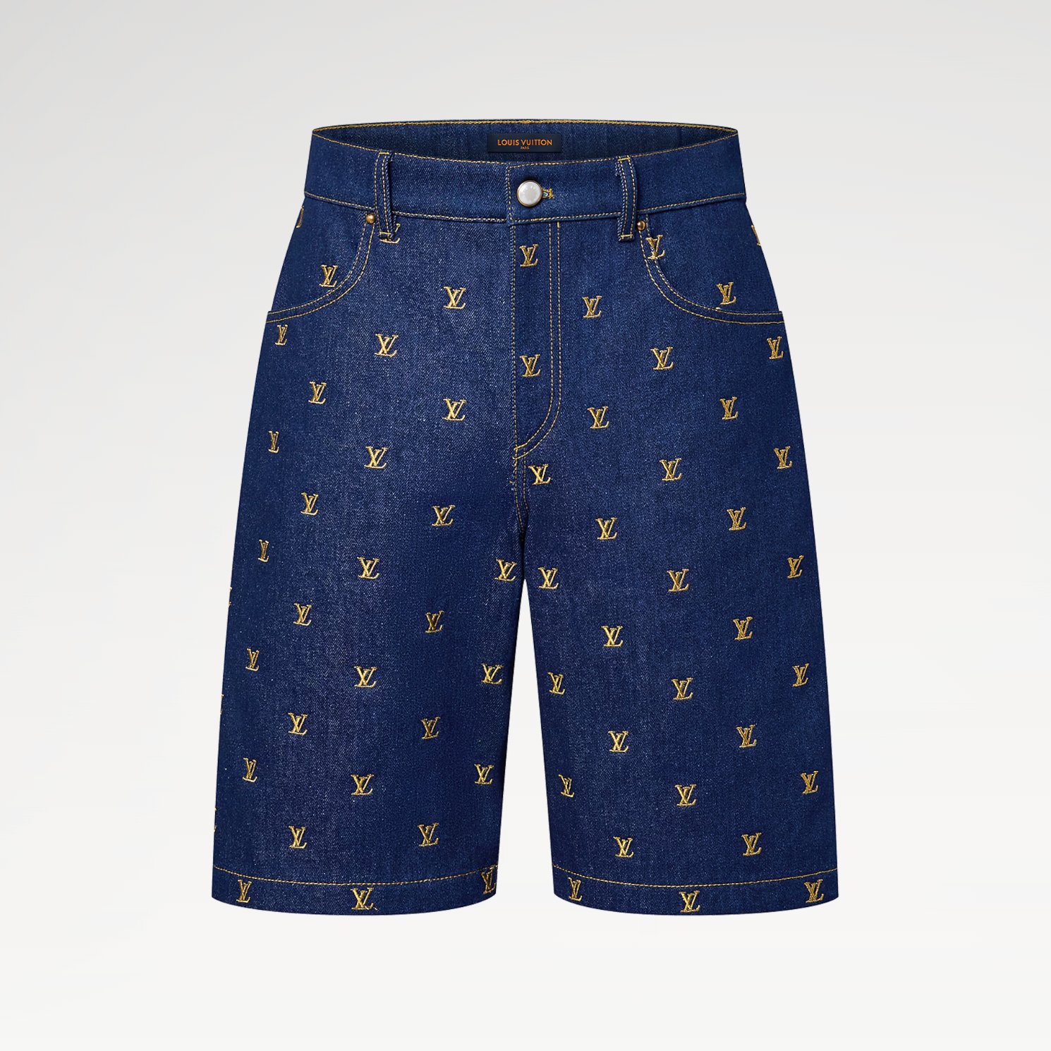 LV Embroidered Signature Denim Shorts 035