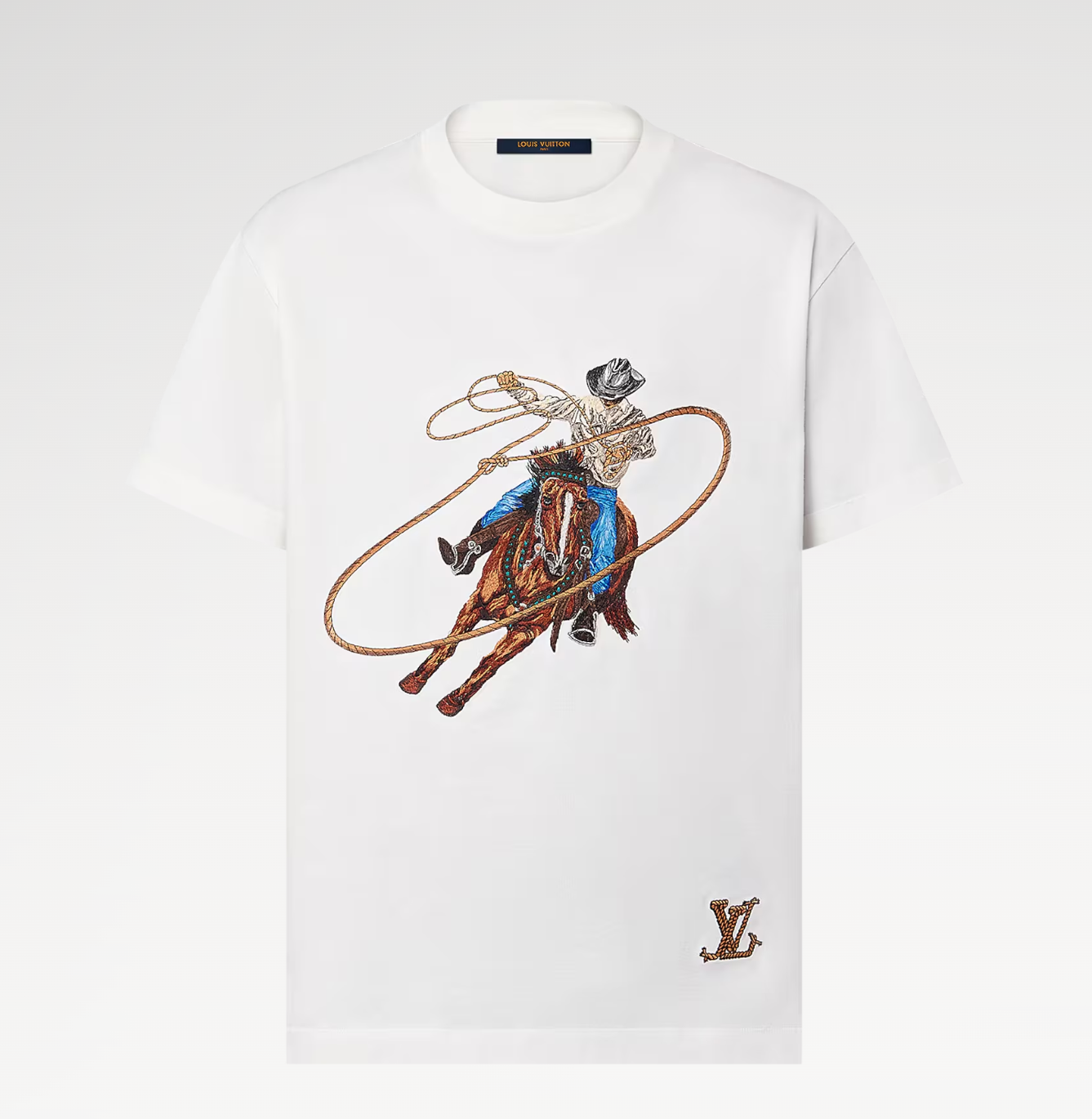 LV Graphic Embroidered Cotton T-Shirt 040
