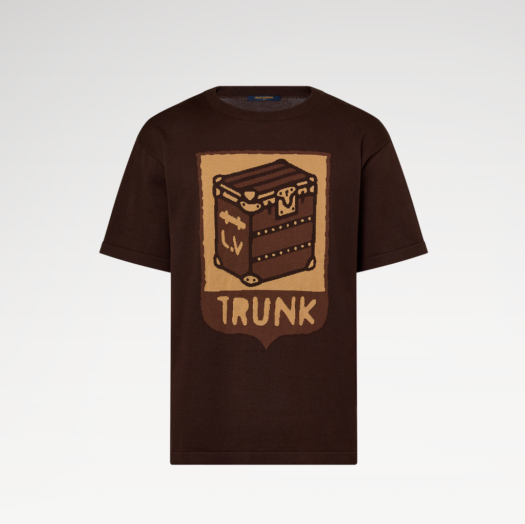 LV Short-Sleeved Cotton Intarsia Crewneck 042