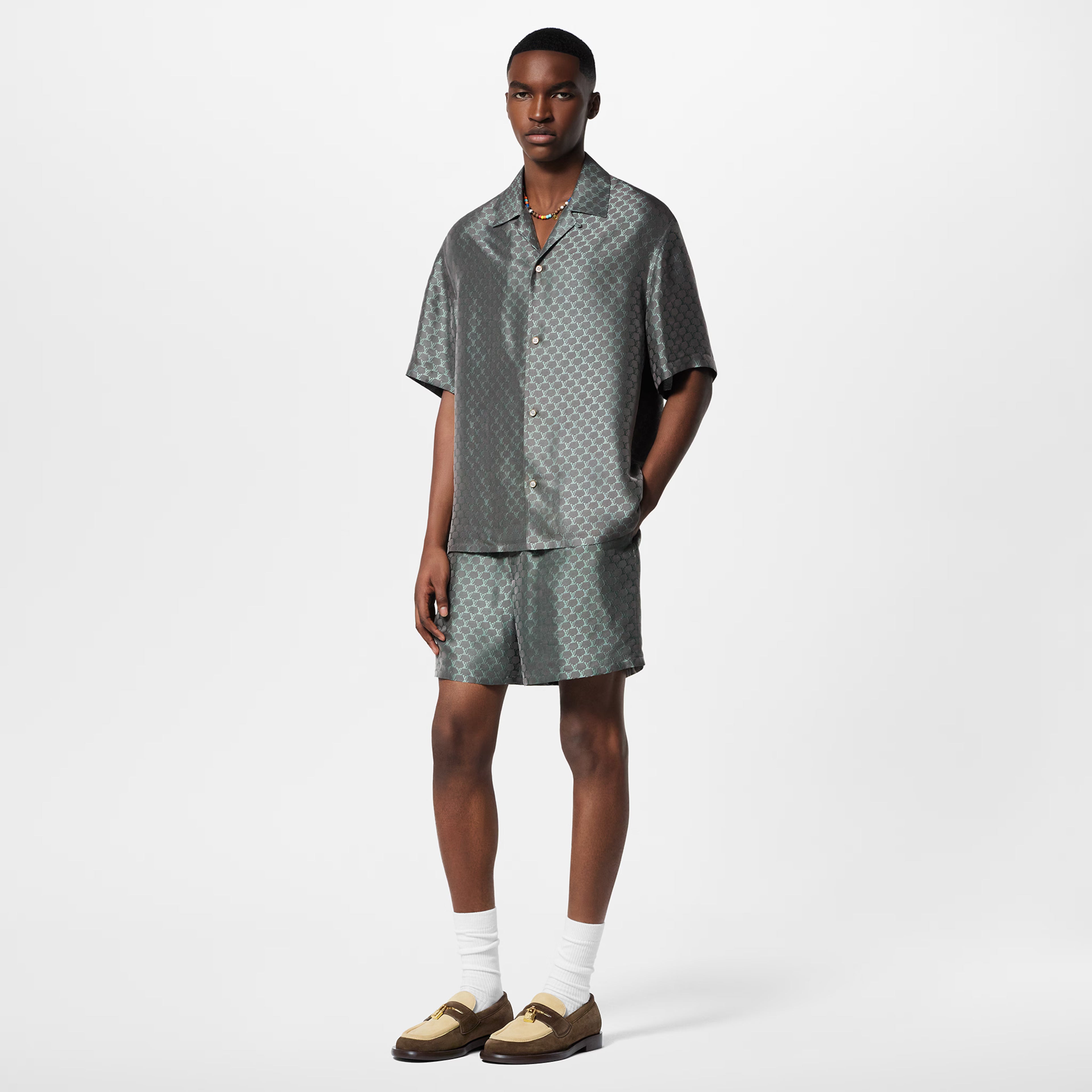 LV Drawstring Jacquard Silk-Blend Shorts 039