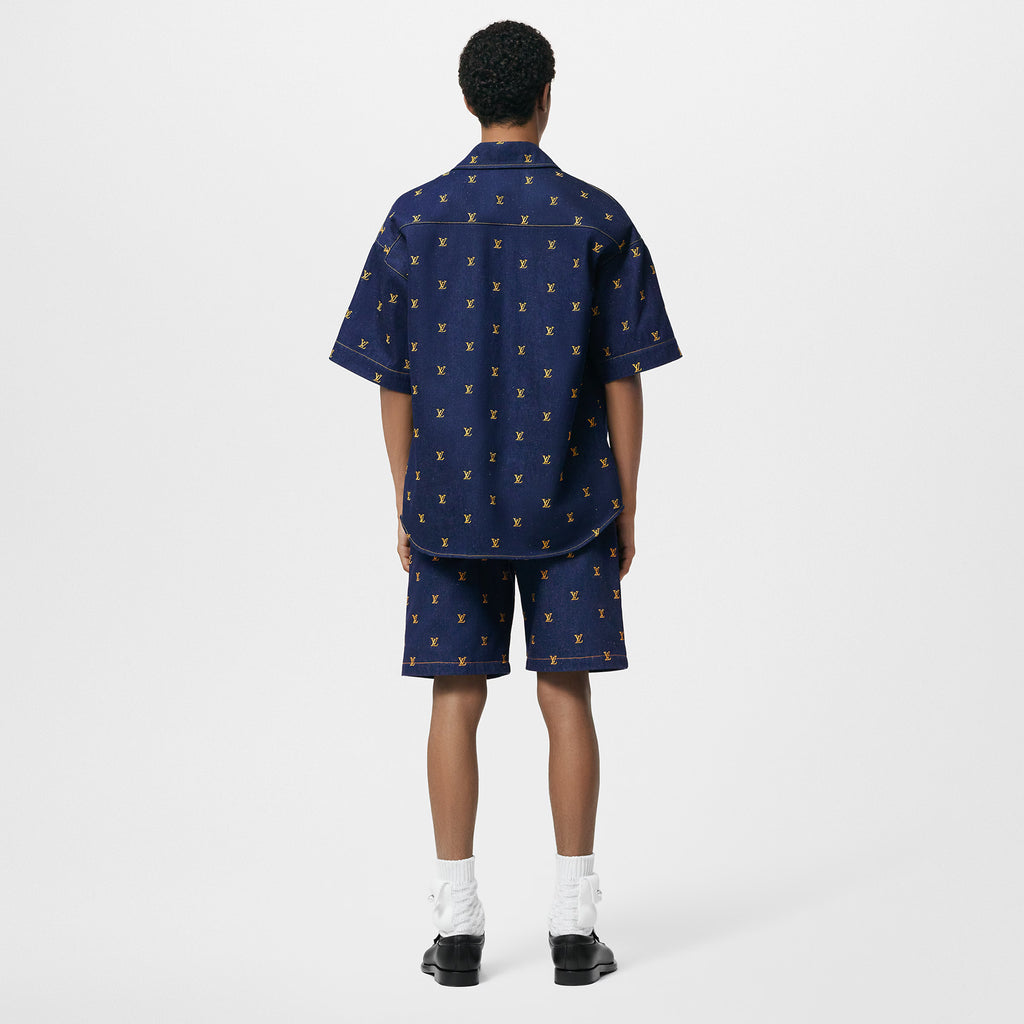 LV Embroidered Signature Denim Shorts 035