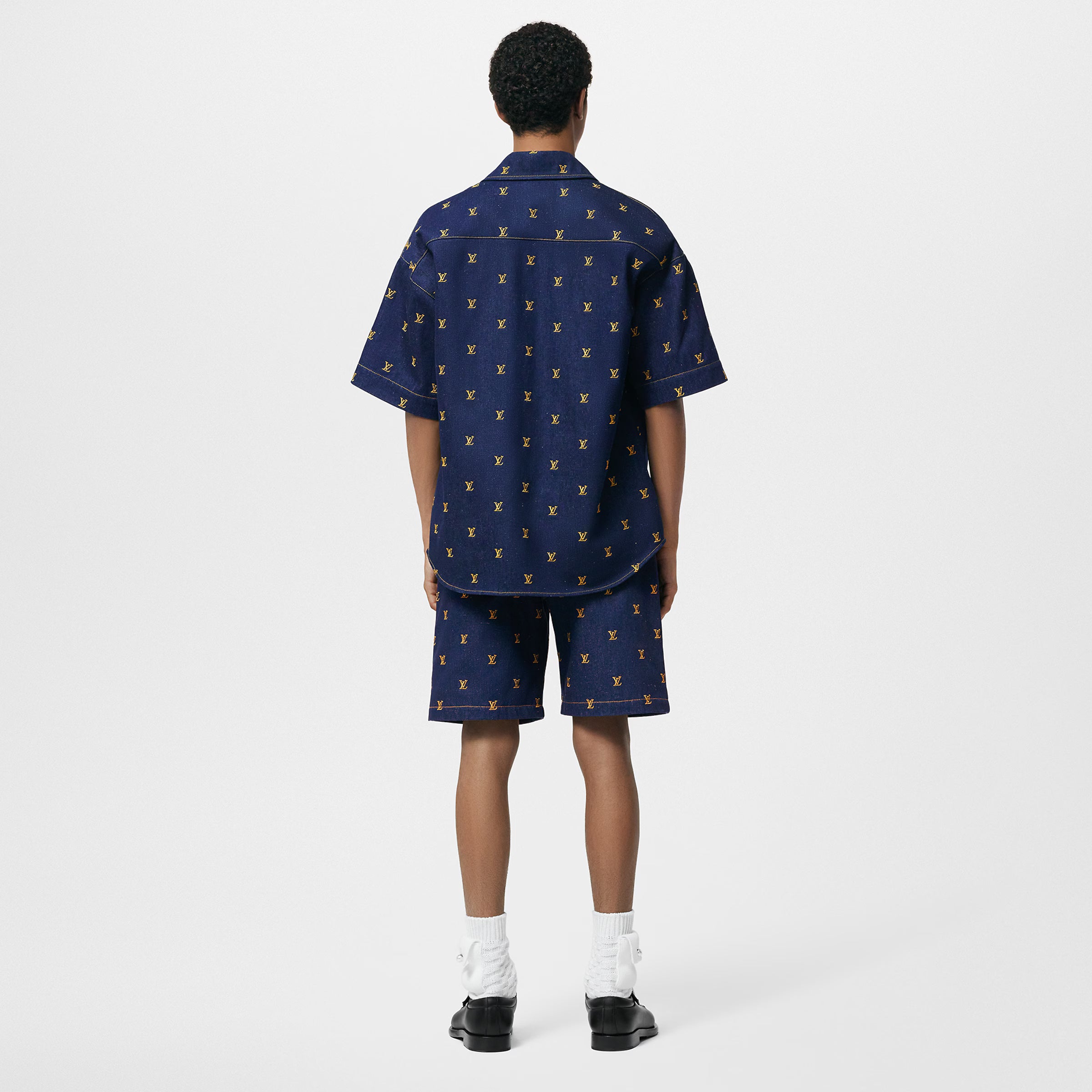 LV Embroidered Signature Denim Shorts 035