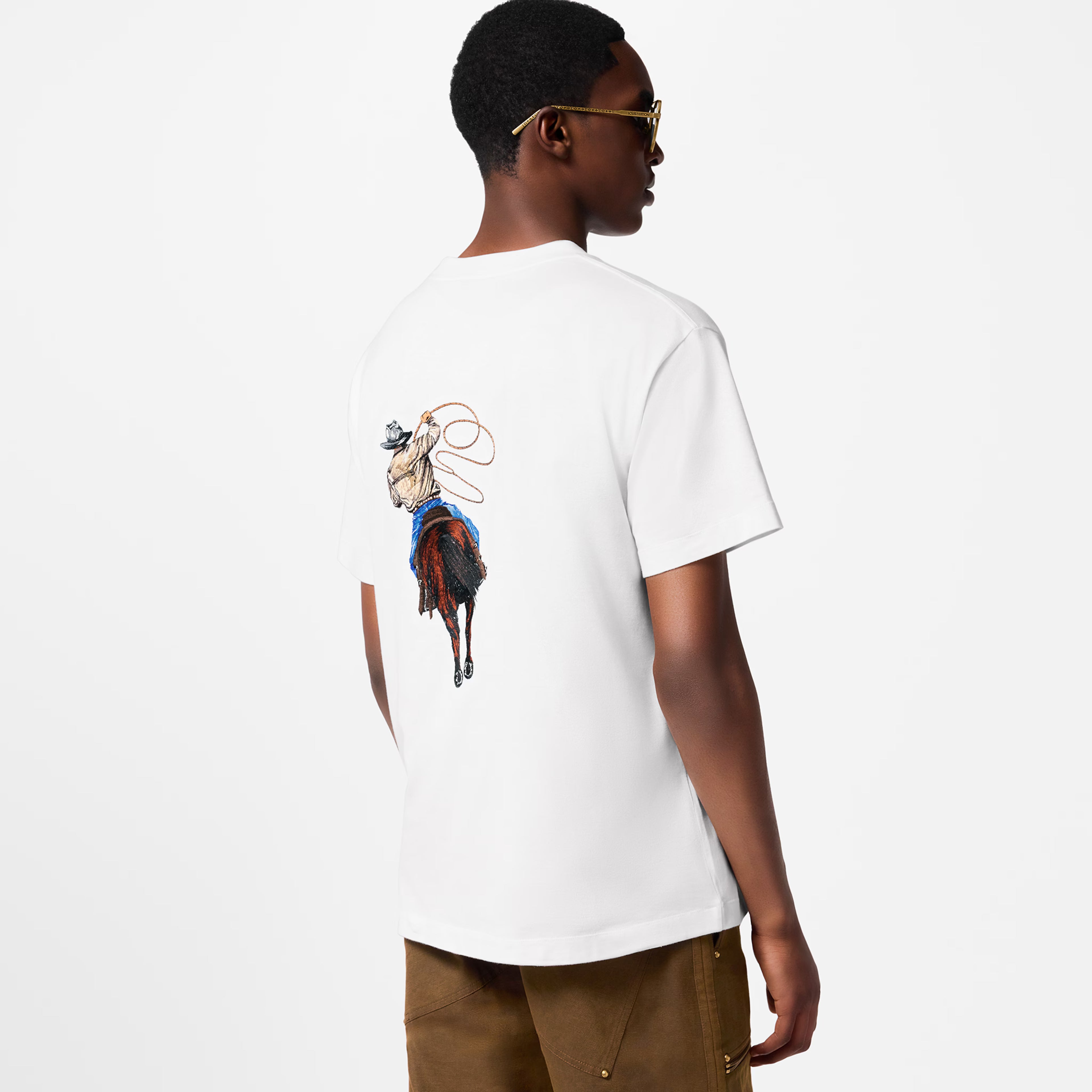 LV Graphic Embroidered Cotton T-Shirt 040
