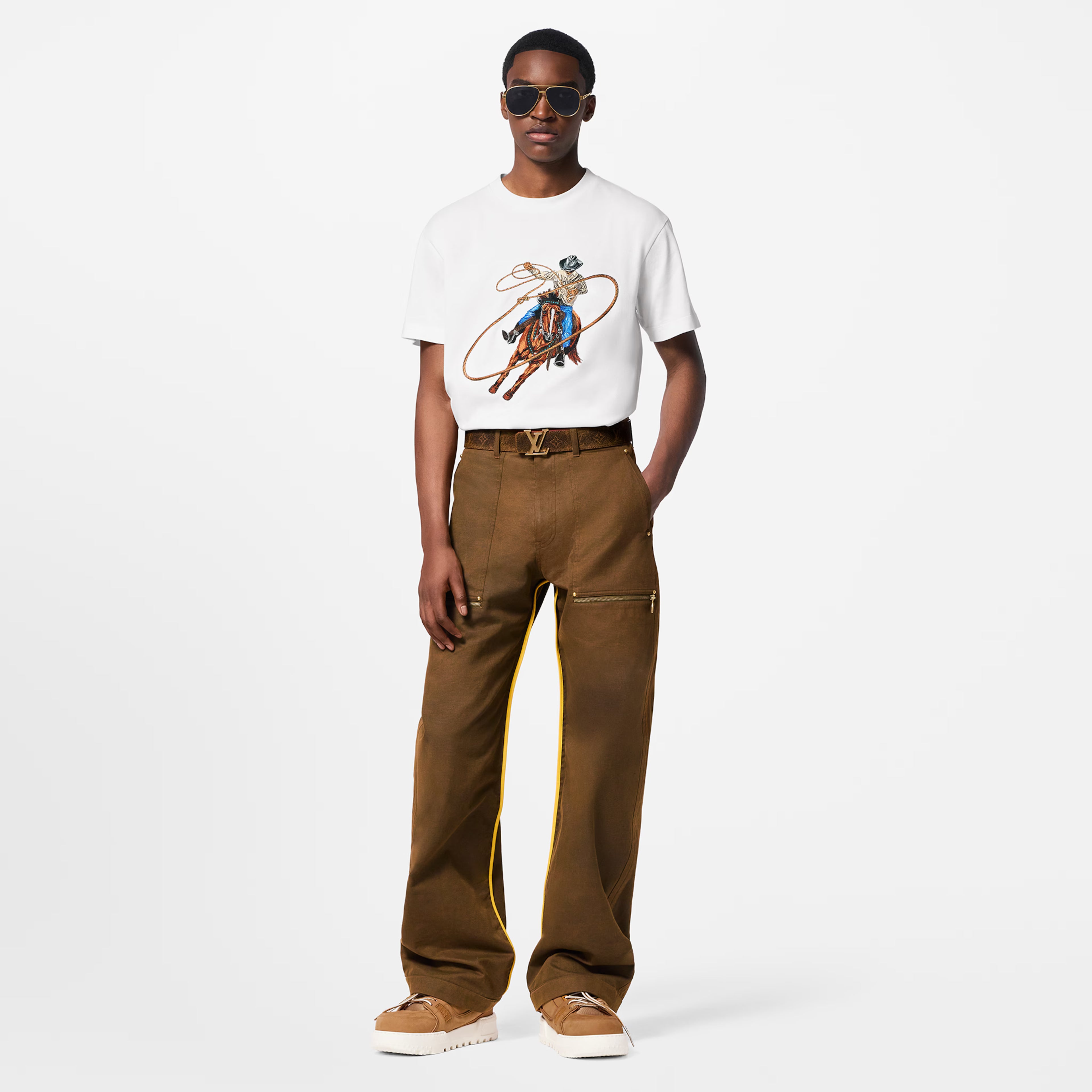LV Graphic Embroidered Cotton T-Shirt 040