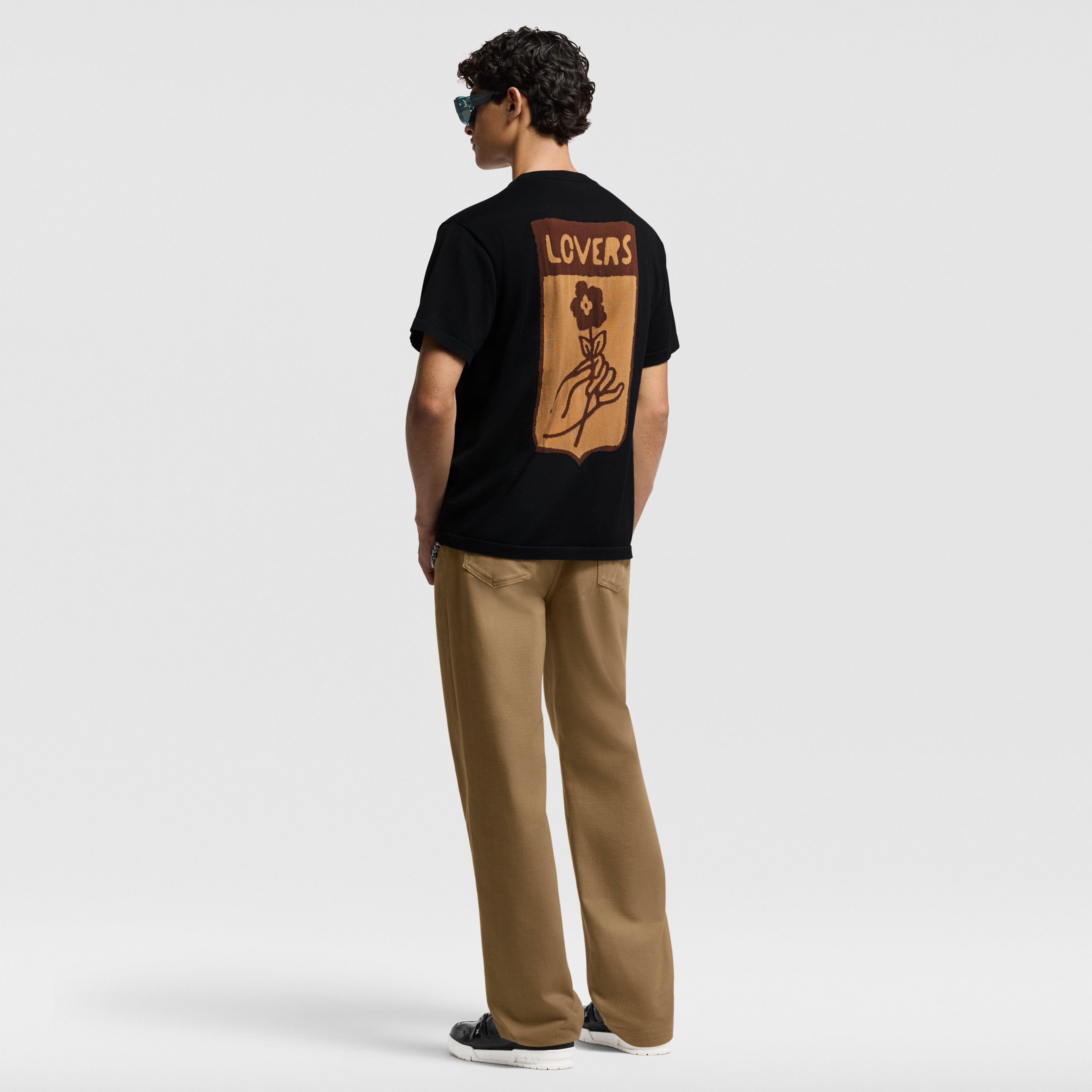 LV Short-Sleeved Cotton Intarsia Crewneck 042