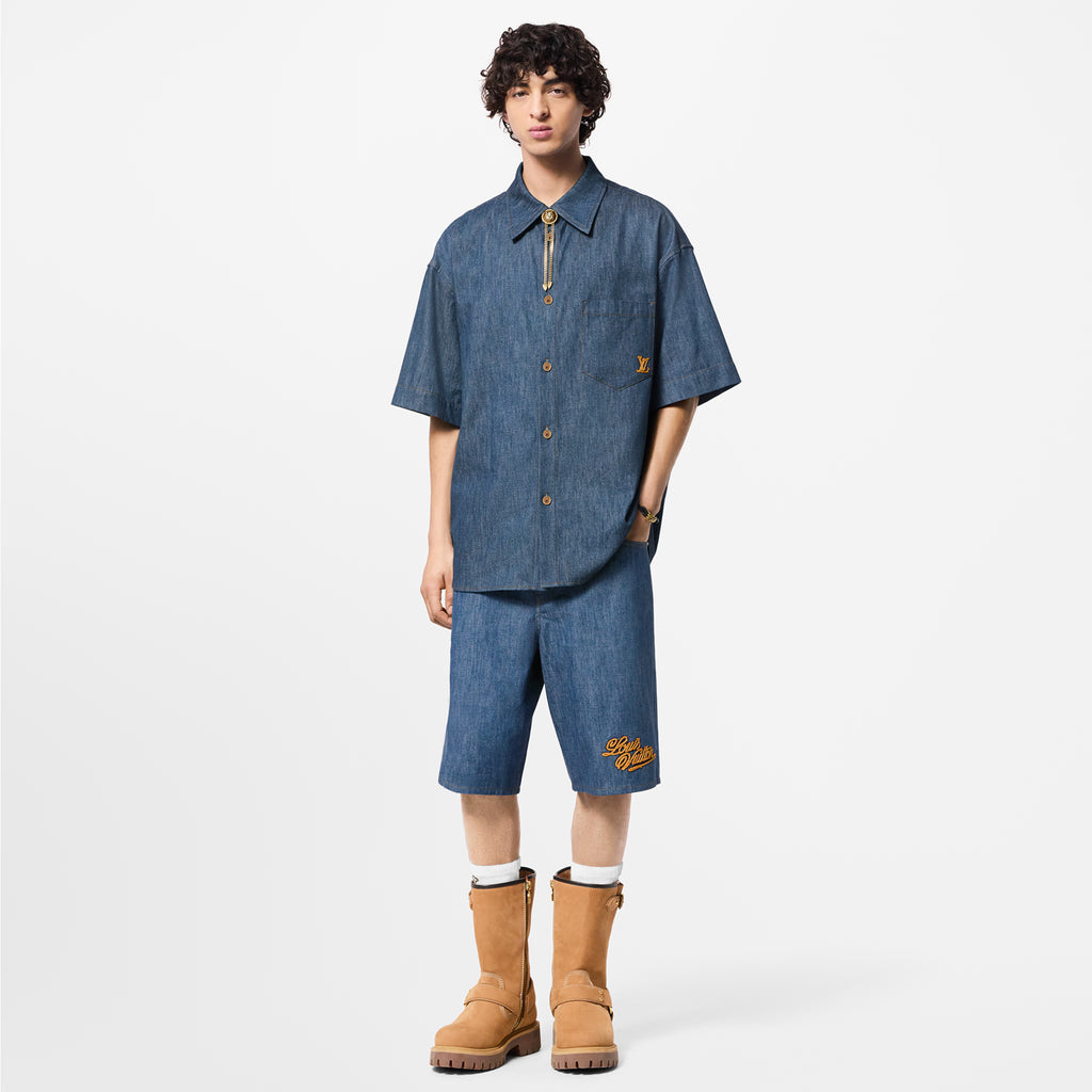LV Short-Sleeved Cotton Chambray Shirt 037
