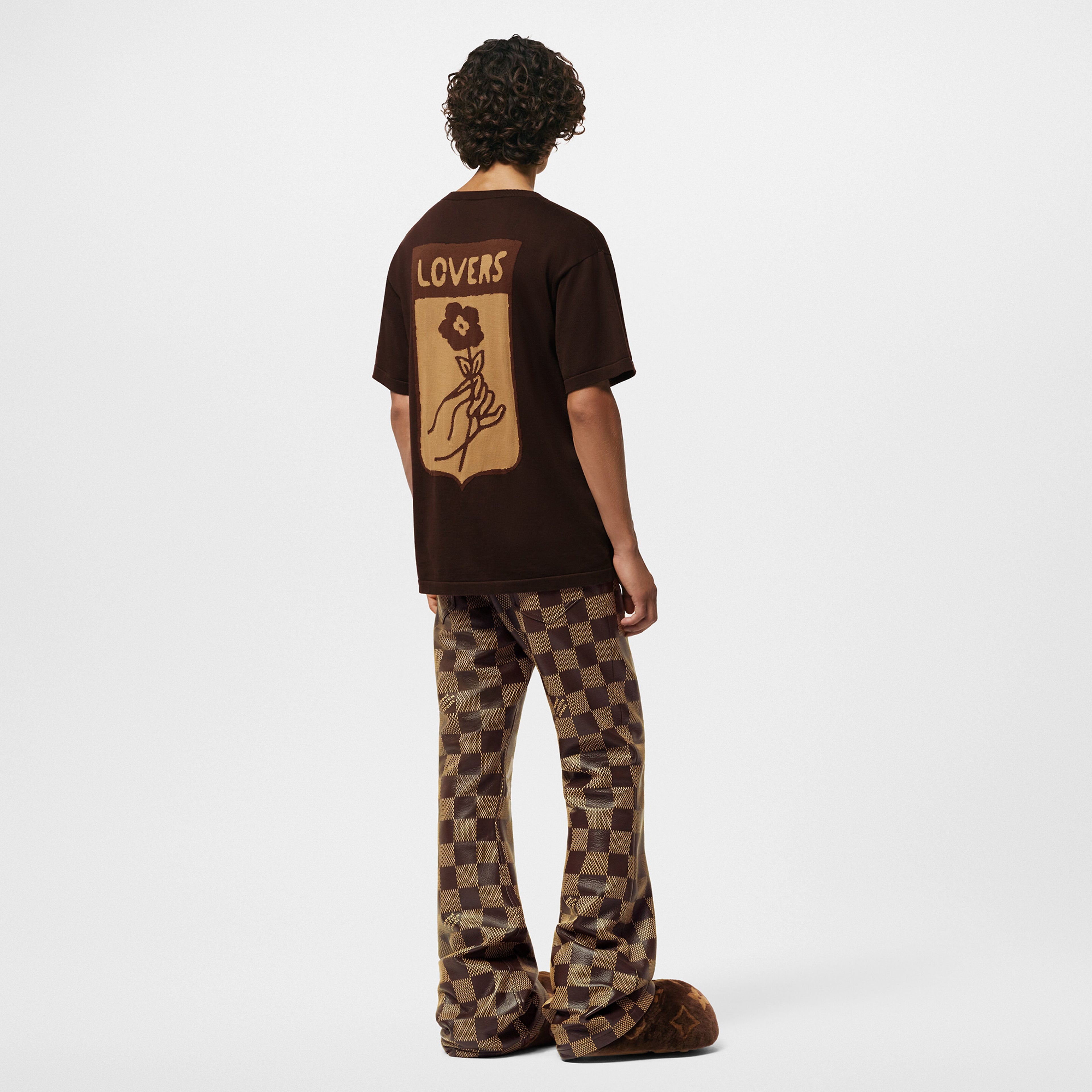 LV Short-Sleeved Cotton Intarsia Crewneck 042