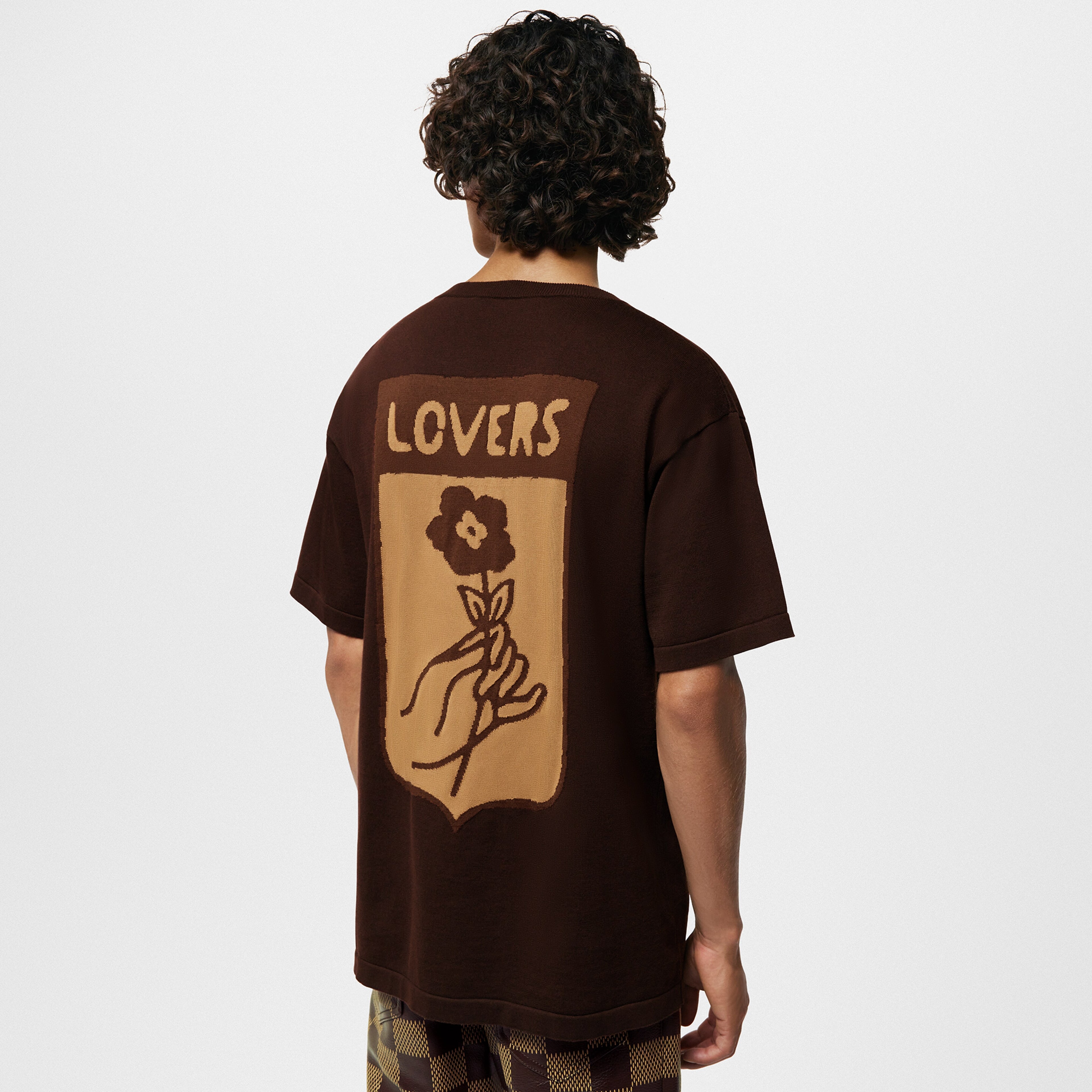 LV Short-Sleeved Cotton Intarsia Crewneck 042
