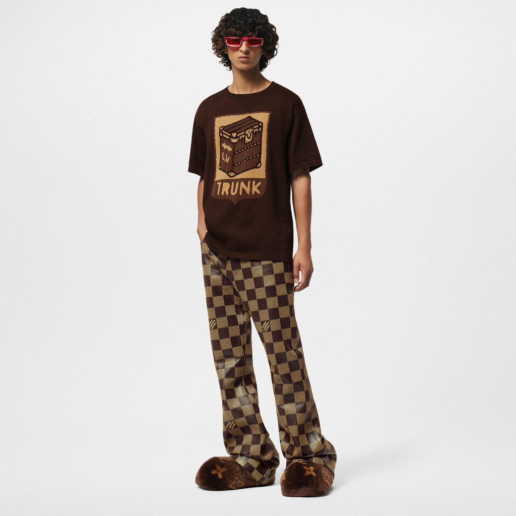 LV Short-Sleeved Cotton Intarsia Crewneck 042