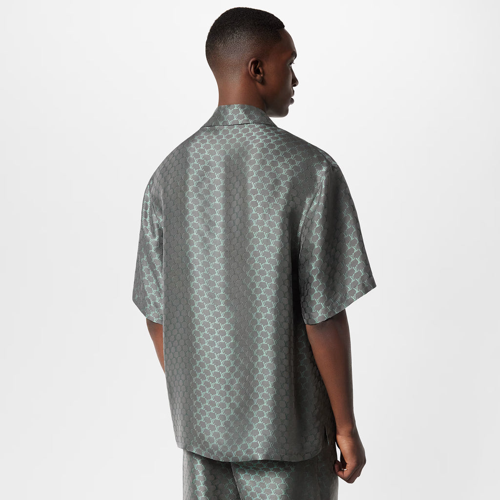 LV Short-Sleeved Jacquard Silk-Blend Shirt 038