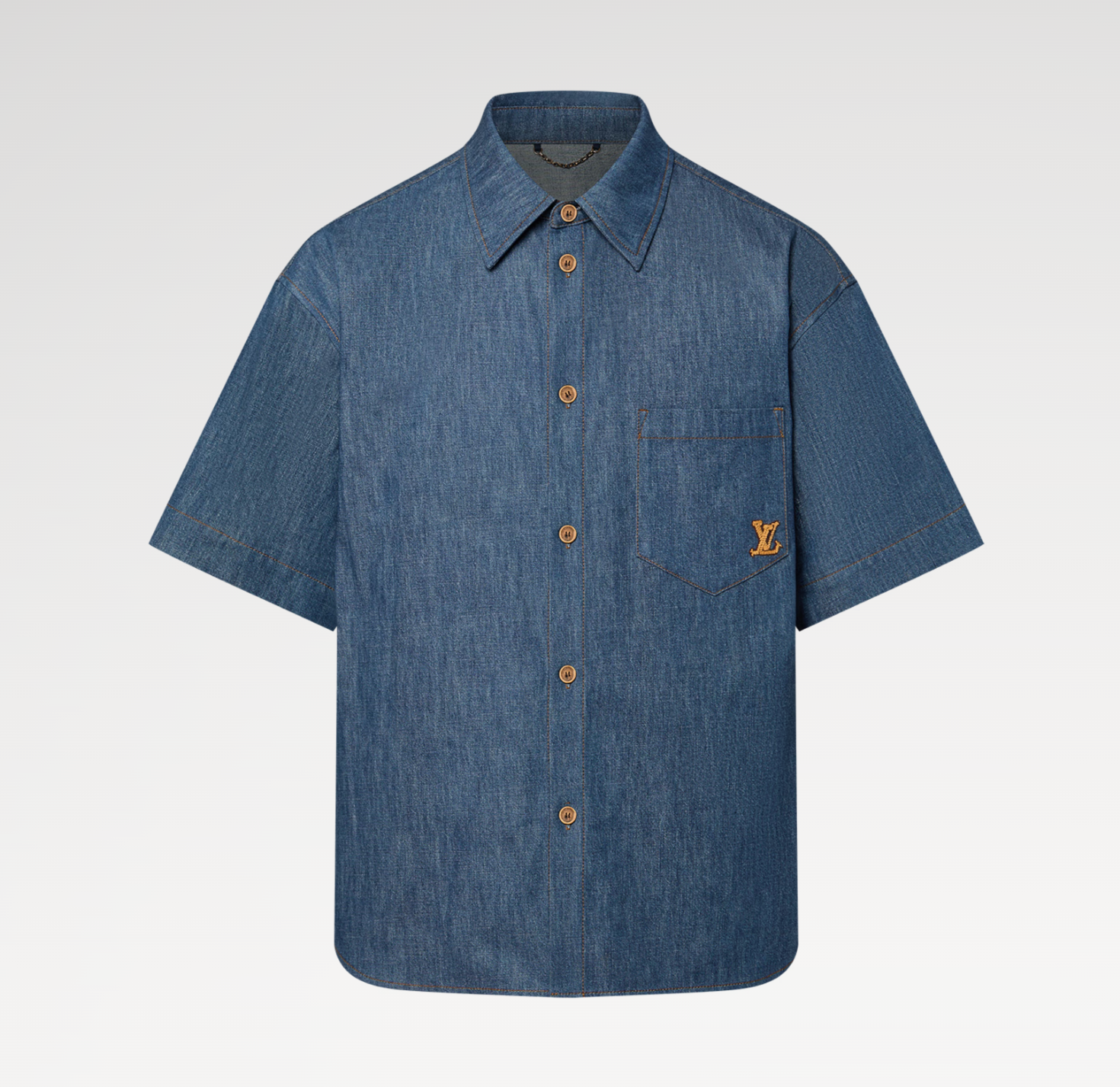 LV Short-Sleeved Cotton Chambray Shirt 037