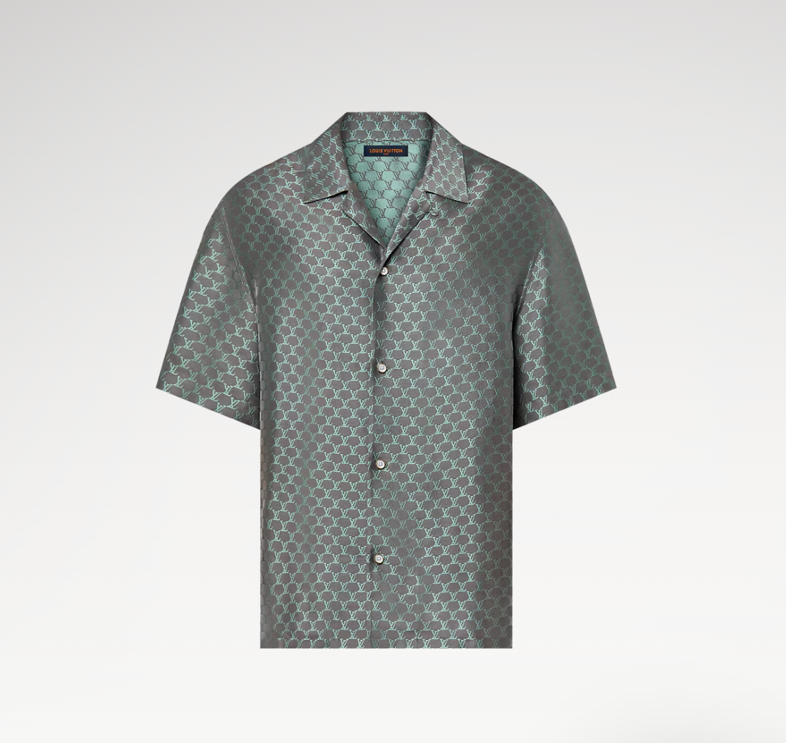 LV Short-Sleeved Jacquard Silk-Blend Shirt 038